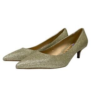Sam Edelman Womens Size 8 Dori Gold Glitter Pointed Kitten Heel Pumps